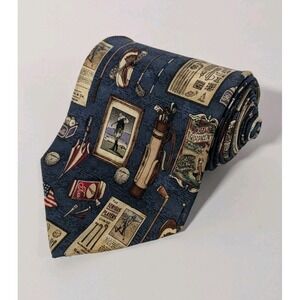 Vintage Americana American Series Golf Nostalgia 100% Silk‎ Men's Tie